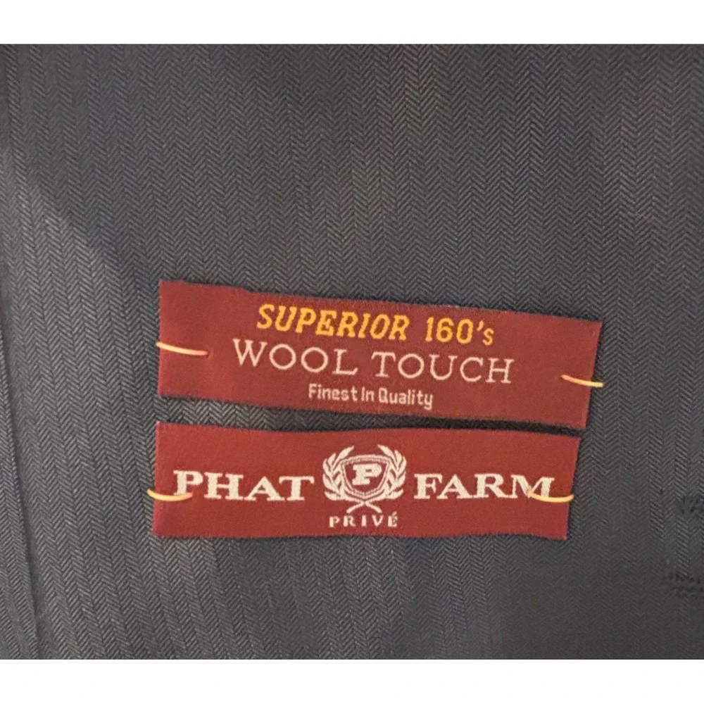 Phat Farm Prive Mens Blazer Suit‎ Jacket Navy Blue L40 Wool Touch Superior 160s